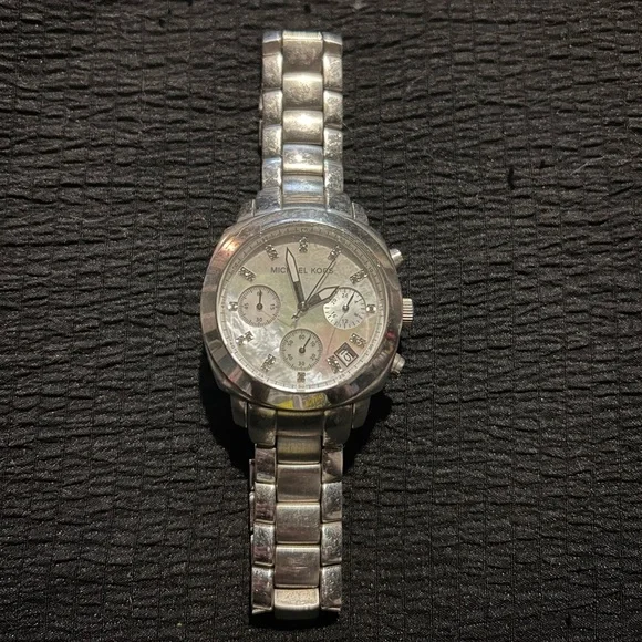 Michael Kors Silver Mother-of-Pearl Dial Crystal Chronograph Watch Michael Kors Women main image 2